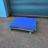 Singular blue MightyLoad stillage storage containers featuring plastic lining folded closed.