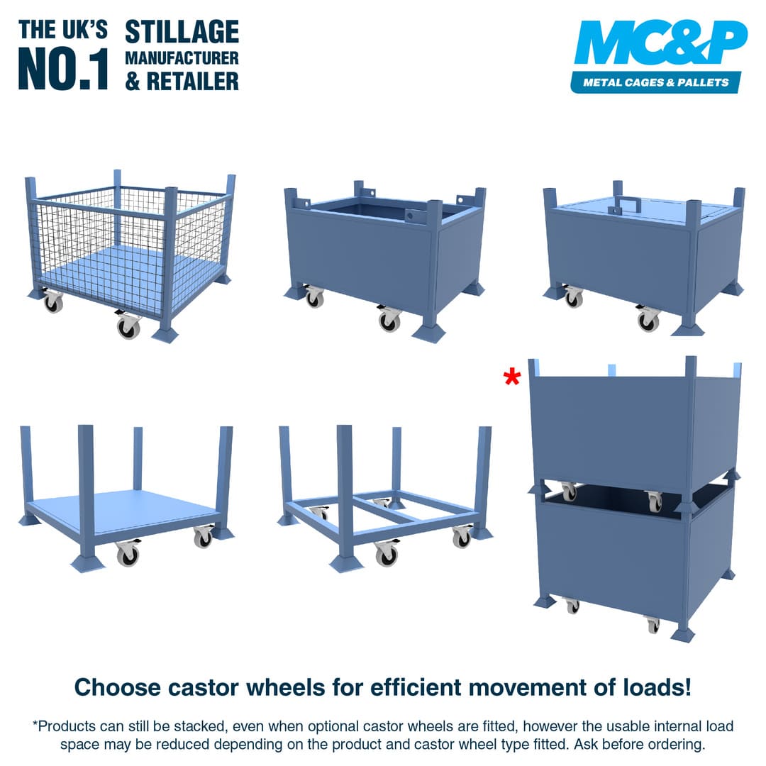 Metal Stillage Cage with Mesh Sides and Detachable Front