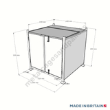 Technical drawing of heavy-duty Large Lockable Box which is perfect for storing pallet loads