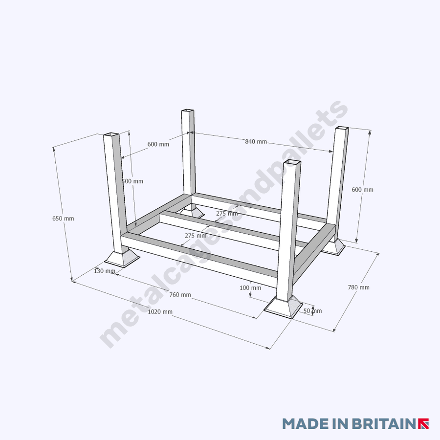 Rectangular Pallet Racking Cross Section Heavy Duty UK & Euro Sized Metal Pallets