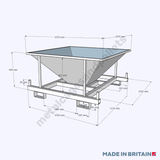 Front view technical drawing of long-lasting Bulk Bag Filling Hopper 