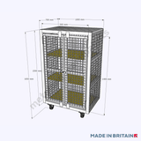 Measurements of heavy-duty Mobile Double Door Parcel Cage for easy transportation around site 