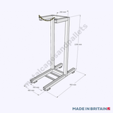 Technical drawing of gas cylinder stand with ground fixing brackets.