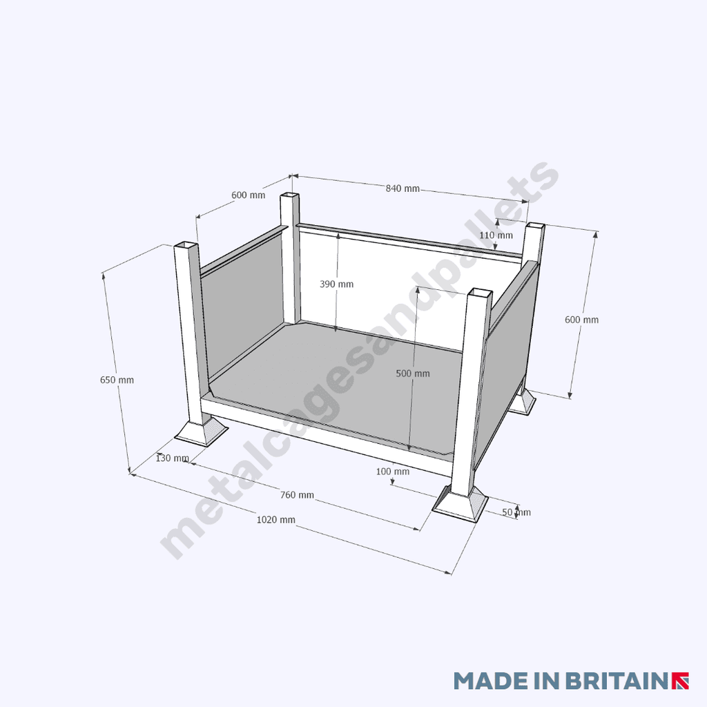 Metal Stillage with Solid Sides & Open Front - Customise From £160