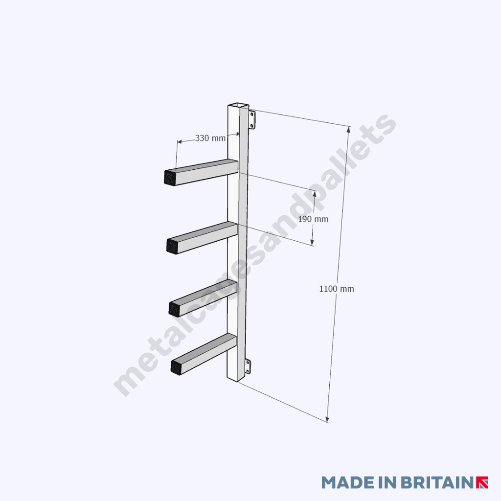 Wall Mounted Cantilever Rack - Fully Welded Construction 500KG SWL.