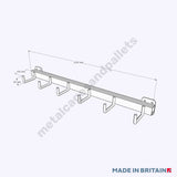 Technical drawing of heavy duty wall mounted box steel hooks.
