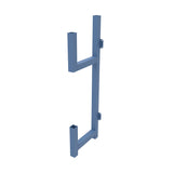 Single blue metal cantilever wall rack.