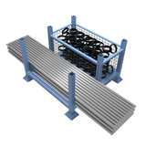 Photo of heavy duty pipe stillage racking with fittings storage compartment.