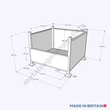 Technical drawing of solid sheets stillage with half side.