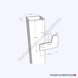 Forklift view technical drawing of heavy-duty Metal Post Pallet 1 Tonne Bulk Bag Holder with Solid Base for durable lifting
