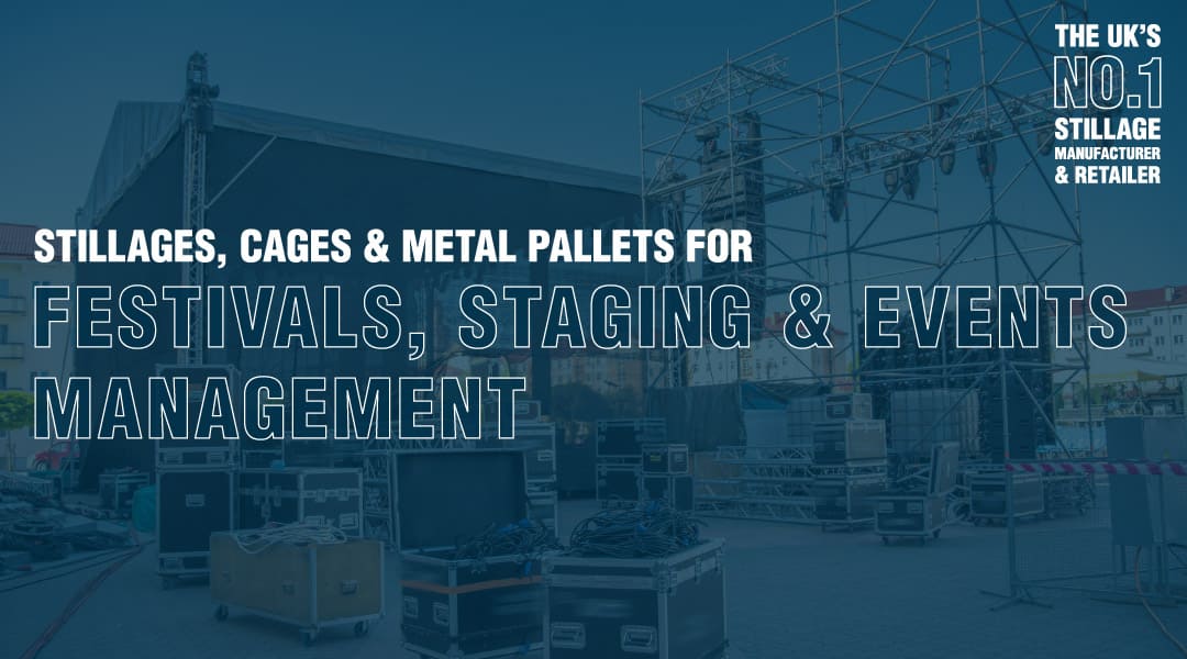 Festival stage with various equipment displayed and scaffolding.