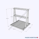 A frame storage rack measuring 1300h x 1200w x 1130d with additional storage rack.