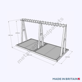 A frame double storage rack measuring 1300h x 2350w x 1130d