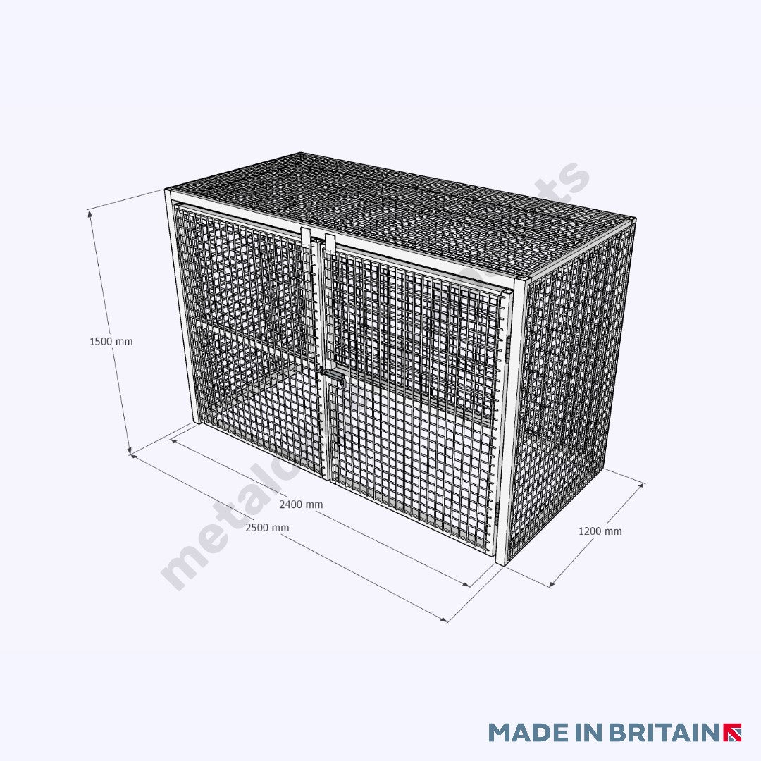Measurements of Lockable Pallet Cage with Hinged Doors 