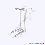 Technical drawing of gas cylinder stand with wall fixing brackets.
