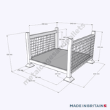 Measurements of two-sided mesh stillage  650h x 940w