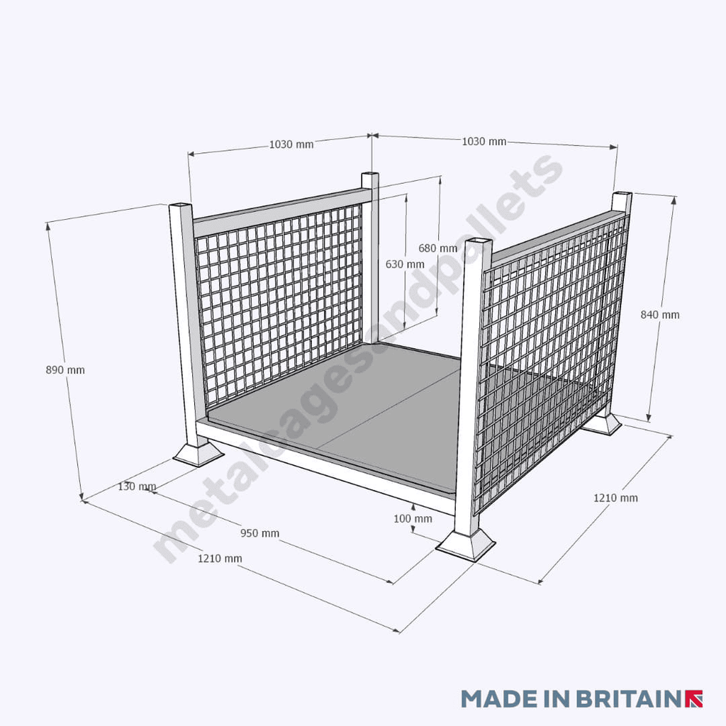 2-Sided Mesh Metal Stillages - Customise From £225