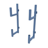 Pair of blue wall mounted cantilever metal racks.