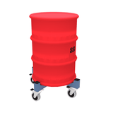Drawing of our 4 wheeled drum trolley with a high 750-1000KG load capacity, perfect for moving heavy metal drums around the workplace