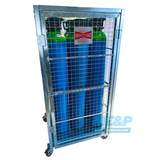 Galvanised heavy duty gas bottle cylinder cage with castor wheels