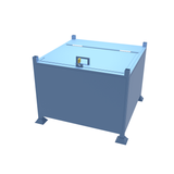 Lockable steel stillage with solid sides and lid for safely storing large valuable items