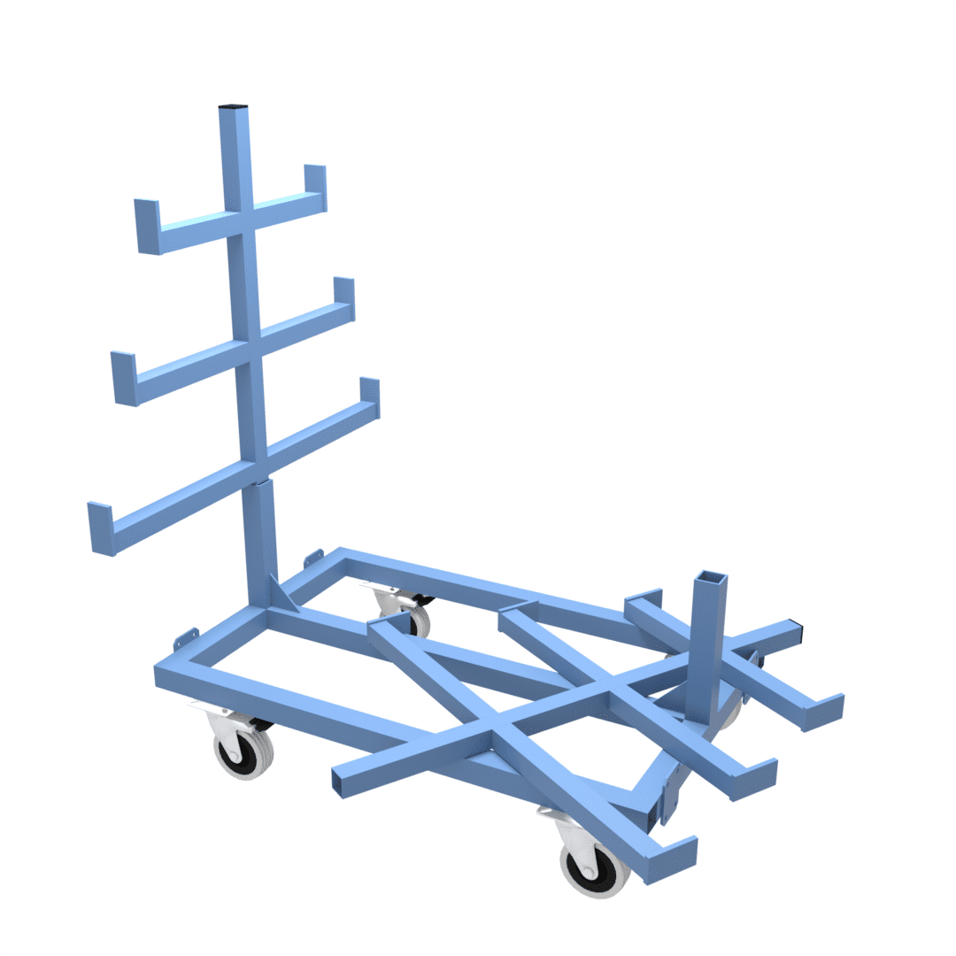 Shop for connecting mobile pipe trolleys with demountable legs, which take up less space when not in use