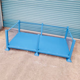 Double width mesh sided stillage pallet with open front section and 1000kg safe working load