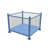 Drawing of our extra large industrial stillage with all mesh sides and a solid metal sheet base