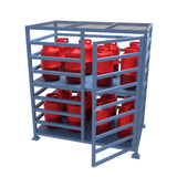 Freestanding gas bottle cylinder storage cage with internal shelf and lockable door