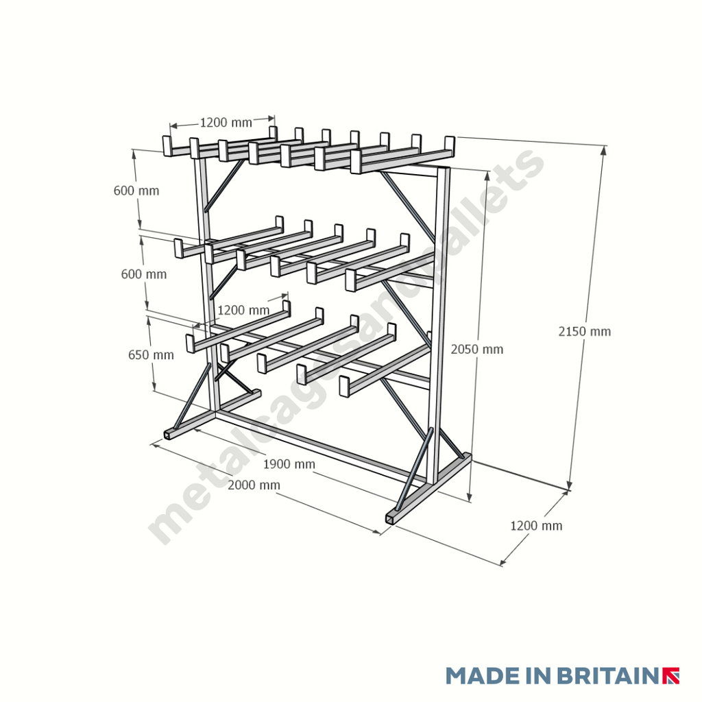 Double Storage Rack Size Double Sided Cantilever Storage Rack £895
