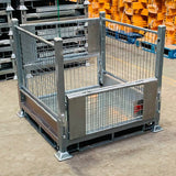 Fully collapsible pallet cages with drop front doors and load capacity of 1500kgs