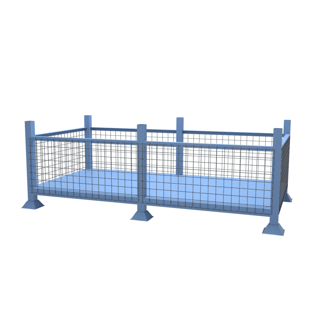 Drawing of our heavy duty extra large mesh storage stillage cage, ideal for the storing of large items in your workplace