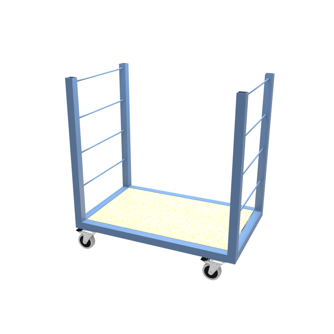 Heavy duty industrial distribution stock trolley with removable shelves and heavy duty castor wheels
