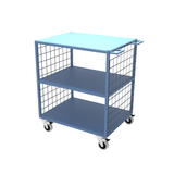 Industrial table shelf trolley with mesh sides, and a heavy duty load capacity of 1000KGs