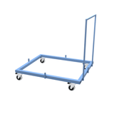 Heavy duty metal trolley designed to fit UK sized wooden palets with an optional handle