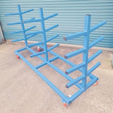 Heavy duty mobile pipe trolley with long 2 metre frame