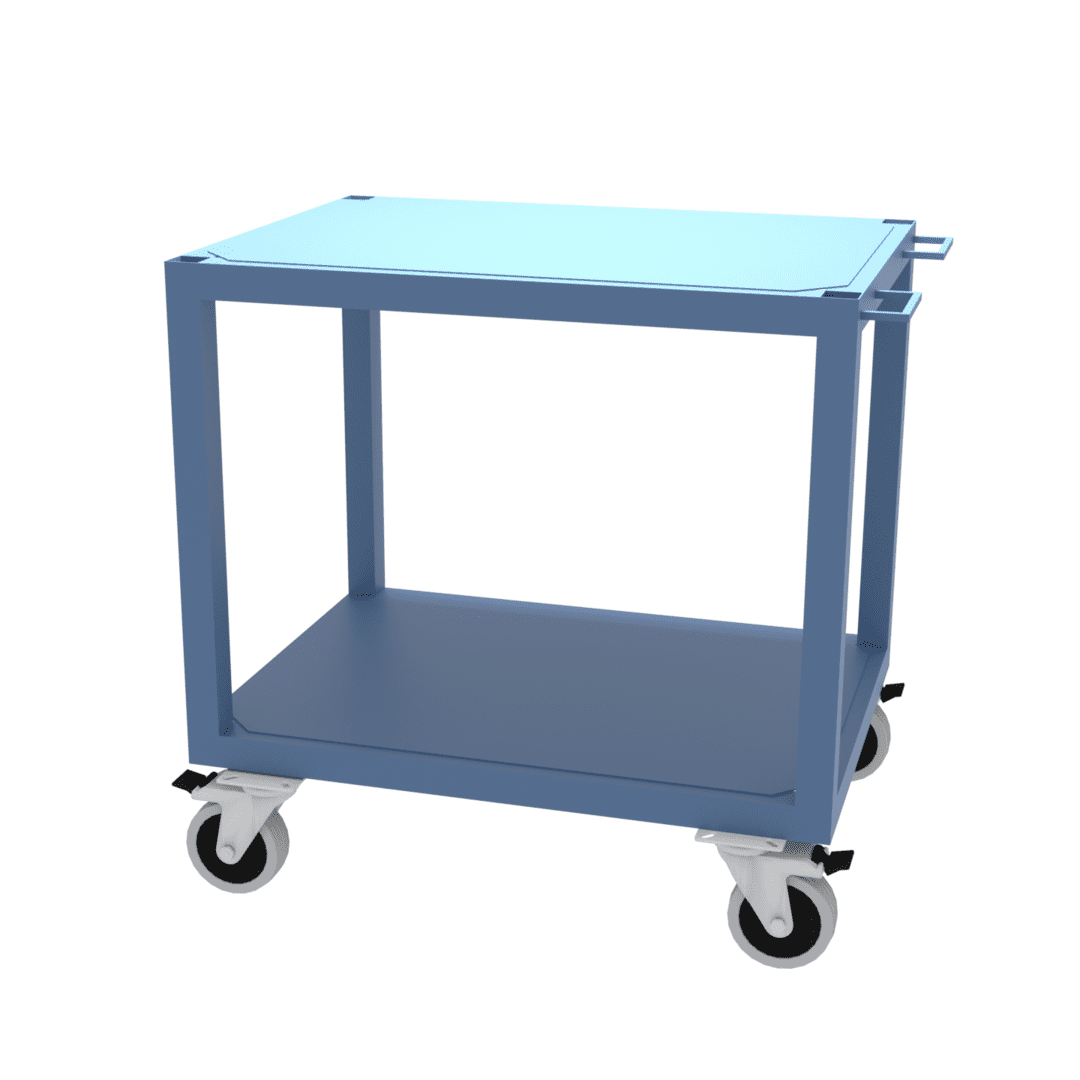 CAD drawing of our most popular Heavy Duty 2-Tier Table Trolley - available to customise and buy online