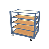 Industrial distribution trolley with removable shelving, and fitted with heavy duty castor wheels