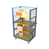 Industrial shelf stock trolley sitted with strong mesh sides and heavy duty shelves and castor wheels