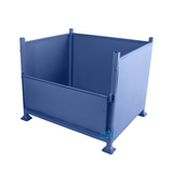 Stackable metal stillage with drop front section