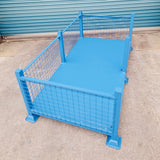 Large heavy duty stillage with mesh sides and open front section for easy loading of goods