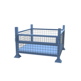 Drawing of our mesh stillage cage with a half-drop front section which provides easy access to goods