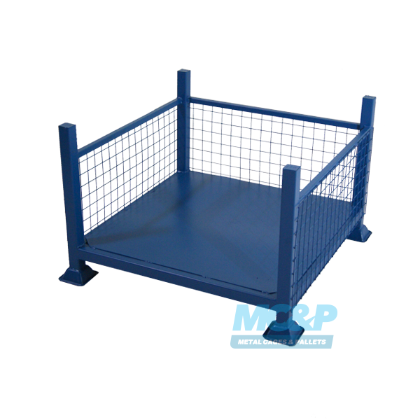 Metal Mesh Stillage With Open Front and Solid Base