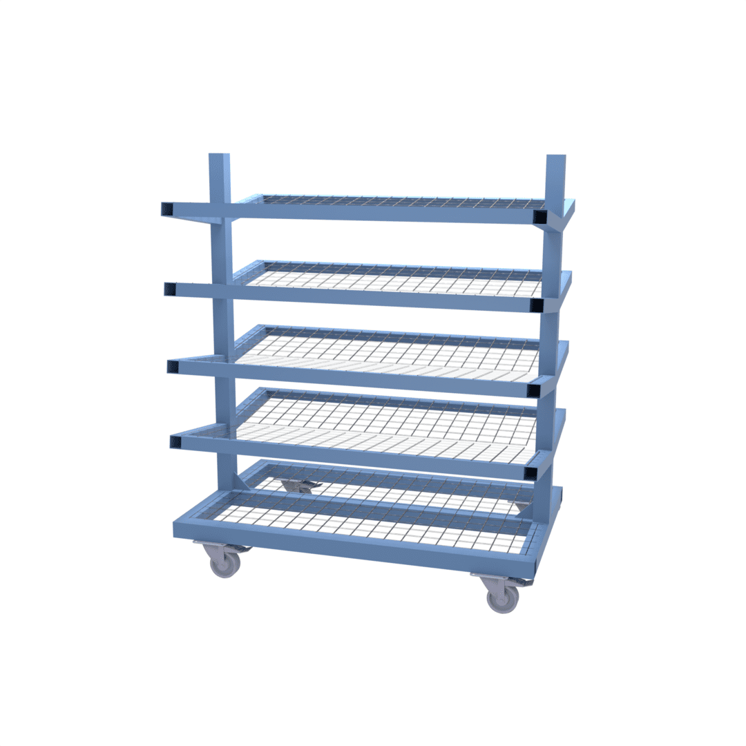 Customise and buy this pipe and rack stillage with mesh shelves