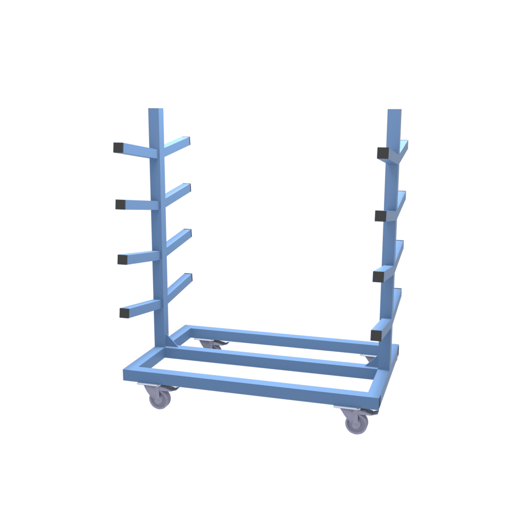 CAD drawing of our most popular Heavy Duty Pipe Trolley - available to customise and buy online