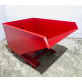Photo of red forklift self tipping skip