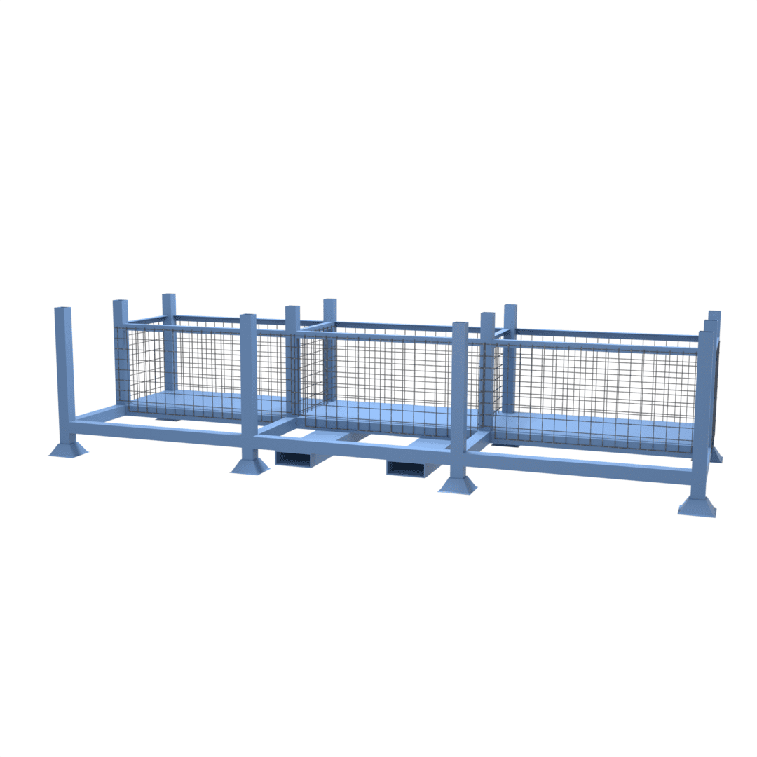 Our combined pallet rack and storage cage, a useful way to store pipes, rods and tubing along with smaller parts and fittings etc.