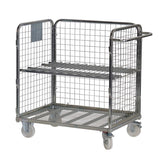 Three sided compact merchandise picking trolley with optional shelf