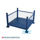Stackable Storage Stillage With Mesh Sides and Open Front and Solid Base