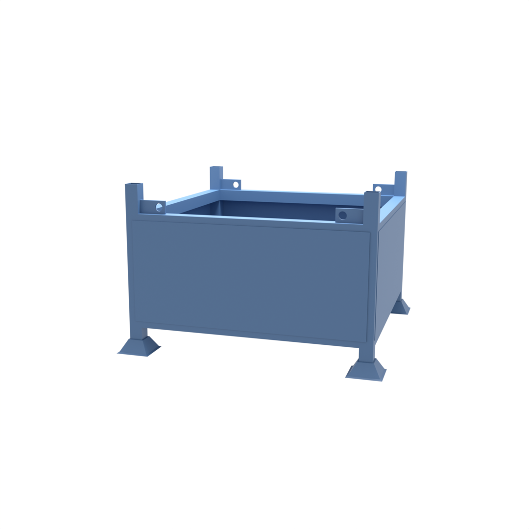CAD drawing of a stillage which has been designed for safe crane lifting of heavy materials